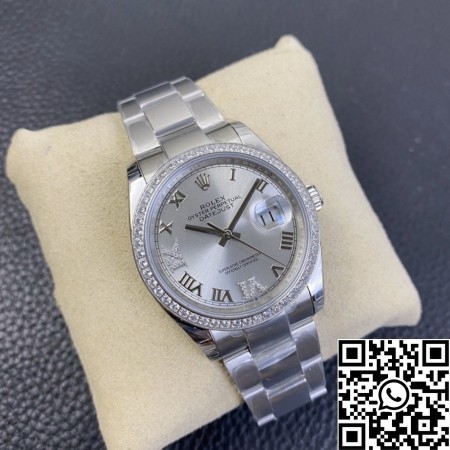 EW Factory Fake Rolex Watches Datejust M126284RBR-0022 Silver Dial Size 36mm