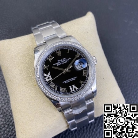 EW Factory Fake Rolex Datejust M126284RBR Black Dial Size 36mm