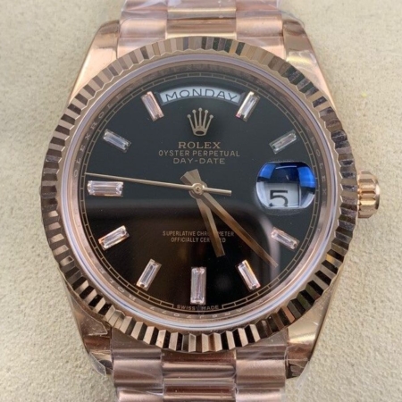 EW Factory Copy Rolex Day Date M228235 Black Dial Rose Gold Watch Size 40mm