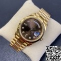 EW Factory Fake Rolex Day Date M128238-0022 Brown Dial Ladies Gold Watch Size 36mm