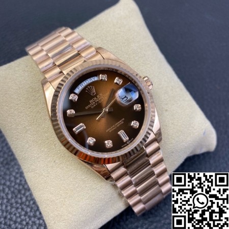 EW Factory Replicas Rolex Day Date M128235-0037 Gradient Brown Dial Ladies Rose Gold Watch Size 36mm 