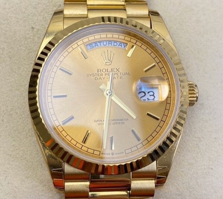 EW Factory Rolex Day Date Replica M128235-0037 Champagne Gold Watch Size 36mm