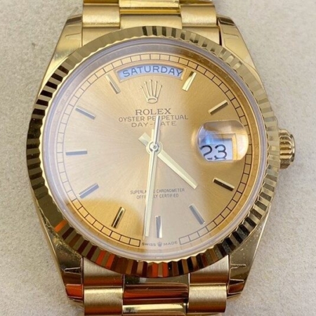 EW Factory Rolex Day Date Replica M128235-0037 Champagne Gold Watch Size 36mm