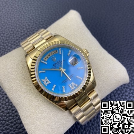 EW Factory Replica Rolex Day Date M118238-0071 Turquoise Dial Gold Watches Size 36mm