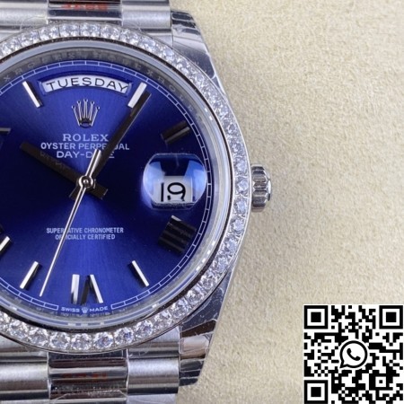 EW Factory Replica Rolex Day Date 228349RBR-0005 Blue Dial Diamond Watch Size 40mm