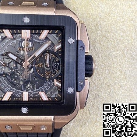 BBF Factory Fake Hublot Watch Square Bang Unico 821.OM.0180.RX Gold Case