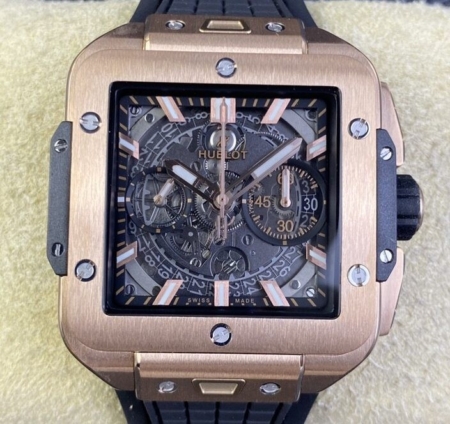 BBF Factory Replica Watch Hublot Square Bang Unico 821.OX.0180.RX King Gold Case