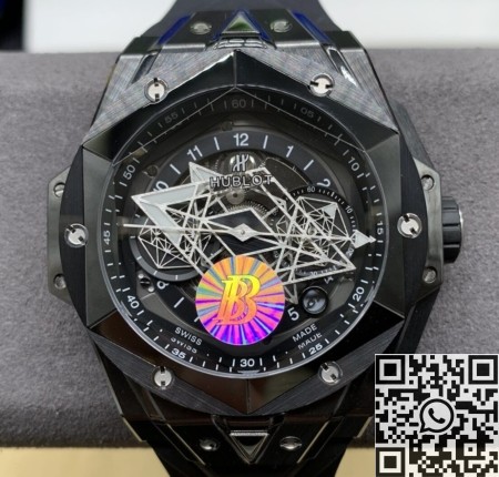 BBF Factory Hublot Replica Watches Big Bang Sang Bleu II 418.CX.1114.RX.MXM20 Black Ceramics