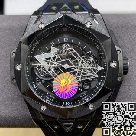 BBF Factory Hublot Replica Watches Big Bang Sang Bleu II 418.CX.1114.RX.MXM20 Black Ceramics
