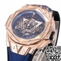 BBF Factory Replica Hublot Watch Big Bang Sang Bleu II 418.OX.5108.RX.MXM20 18K King Gold Blue Dial
