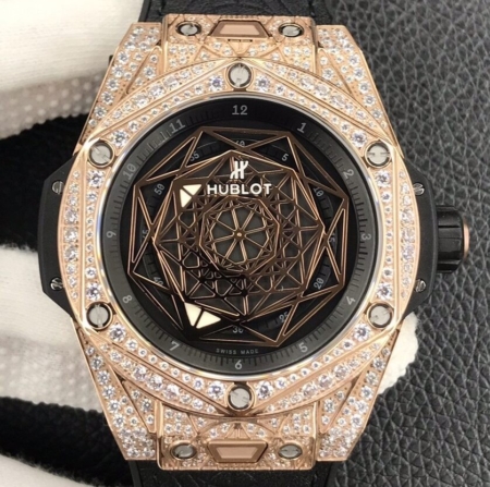 WWF Factory Imitate Hublot Big Bang Gold Full Diamond Case