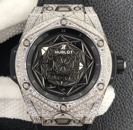 WWF Factory Fake Hublot Big Bang Full Diamond Titanium Case