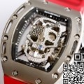 EUR Factory Richard Miller Copy RM052 Diamond Skull Red Rubber Strap