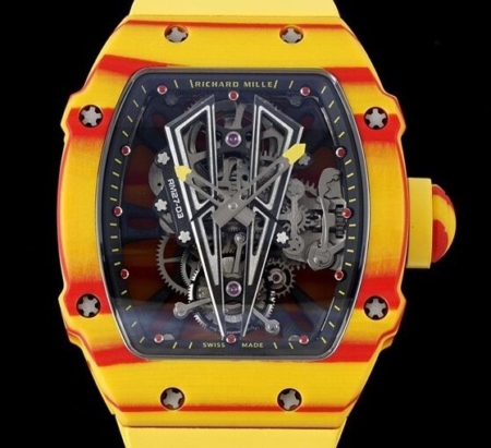 RM Factory Fake Richard Mille RM27-03 Yellow Rubber Strap