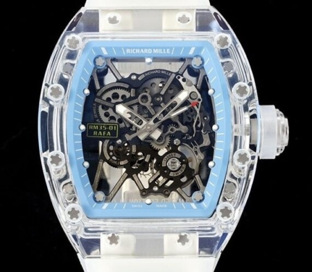 RM Replica Richard Mille RM35-01 Blue Dial Transparent Strap