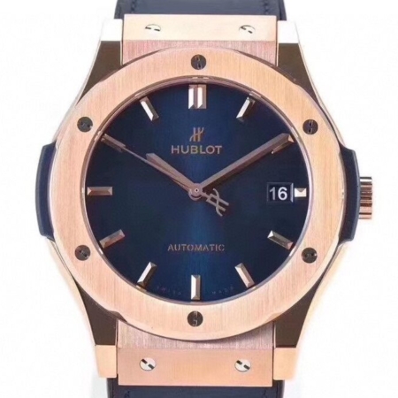 WWF Factory Replicas Hublot Classic Fusion 511.OX.7180.LR 18K Gold Blue Dial