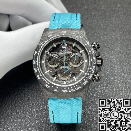 Custom Rolex Replica Daytona DIW Carbon Fiber Case Light Blue