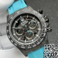 Custom Rolex Replica Daytona DIW Carbon Fiber Case Light Blue