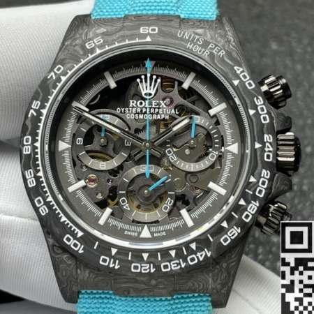 Custom Rolex Replica Daytona DIW Carbon Fiber Case Light Blue