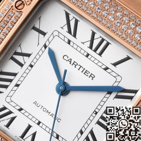 Replica Cartier Santos Watch BV Factory Rose Gold Full Diamond