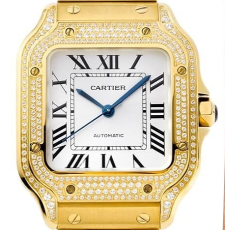 Replica Cartier BV Factory De Santos Gold Full Diamond Watch