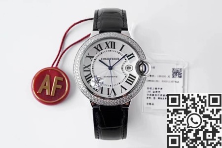 Cartier Ballon Bleu Diamond AF Factory Silver Dial Size 42mm