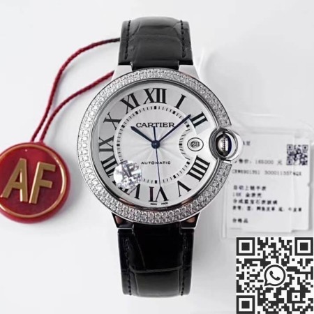 Cartier Ballon Bleu Diamond AF Factory Silver Dial Size 42mm