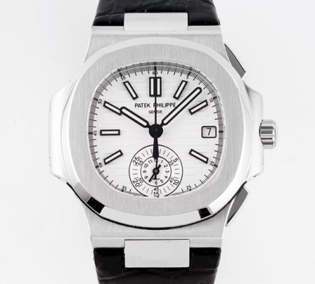 3K Factory Fake Patek Philippe Watches Nautilus 5980/1A-019 White Dial: V2 Version with True Small Seconds