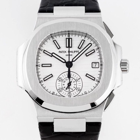 3K Factory Fake Patek Philippe Watches Nautilus 5980/1A-019 White Dial: V2 Version with True Small Seconds