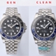 Comparison of the Clean Factory GMT Master Replica Batman watch, showcasing the differences between the authentic and replica models.