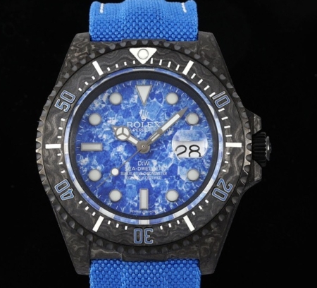 DIW Custom Fake Rolex Sea-Dweller Carbon Fiber Case Blue Dial – A Fusion of Modern Craftsmanship and Iconic Design