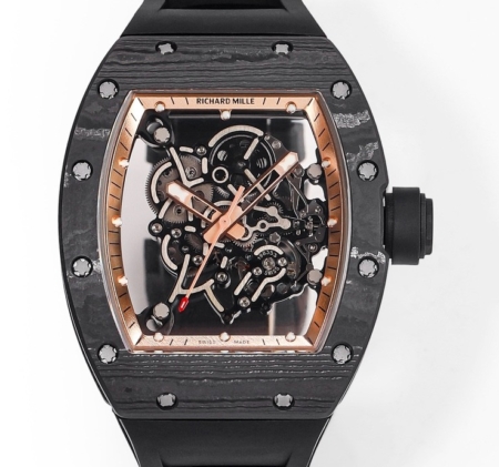 RM Factory Fake Richard Mille RM055: The Exquisite Gold Bezel Carbon Fiber Case