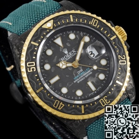 DIW Custom Rolex Fake Sea-Dweller Carbon Fiber Case Gold Bezel – A Fusion of Luxury and Innovation