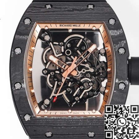 RM Factory Fake Richard Mille RM055: The Exquisite Gold Bezel Carbon Fiber Case