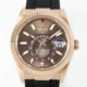 ZF Factory Rolex Sky-Dweller Fake M326235-0005: Gold Bezel Brown Dial 