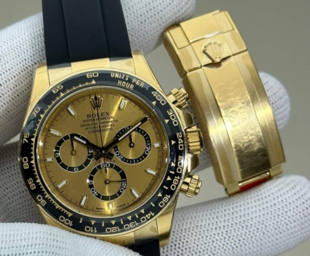 Clean Factory's New Rubber Strap Gold Rolex Daytona Replica Watch M126518-0010