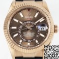 ZF Factory Rolex Sky-Dweller Fake M326235-0005: Gold Bezel Brown Dial 