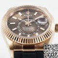 ZF Factory Rolex Sky-Dweller Fake M326235-0005: Gold Bezel Brown Dial 