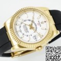 ZF Factory Imitation Rolex Sky-Dweller M336238-0003 Gold Watch Case White Dial