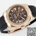 ZF Factory Rolex Sky-Dweller Fake M326235-0005: Gold Bezel Brown Dial 