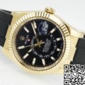 ZF Factory Rolex Imitation Sky-Dweller M336238-0002 Gold Watch Case with Rubber Strap