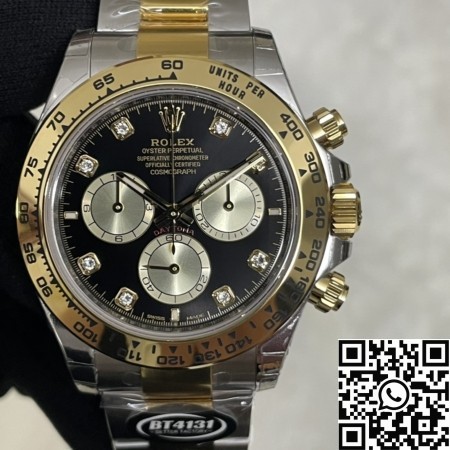 BT Factory Fake Rolex Daytona M126503-0002 - Diamond Scale Black Panda Dial