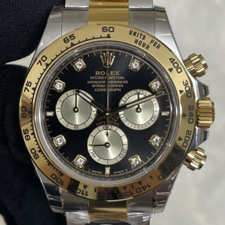 BT Factory Fake Rolex Daytona M126503-0002 - Diamond Scale Black Panda Dial