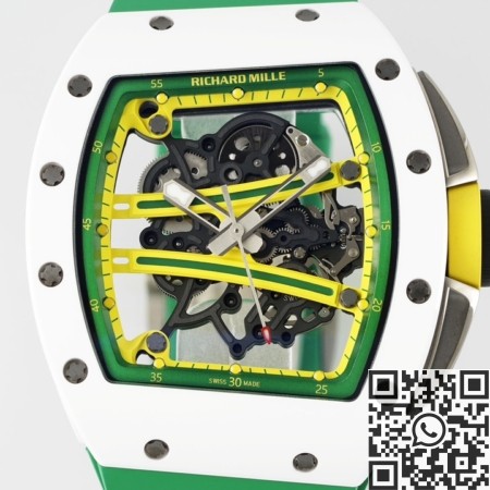 ZF Factory Fake Richard Mille RM061 White Ceramics with Green Strap: A Fusion of Luxury and Fresh Style