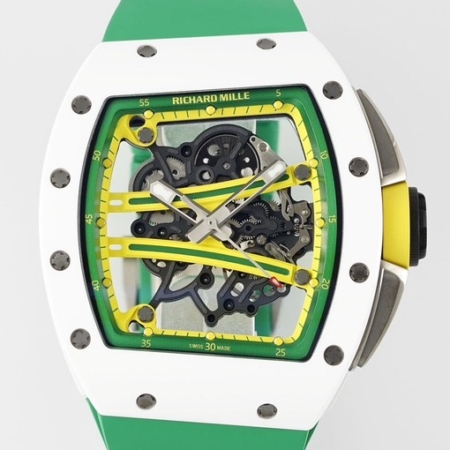 ZF Factory Fake Richard Mille RM061 White Ceramics with Green Strap: A Fusion of Luxury and Fresh Style