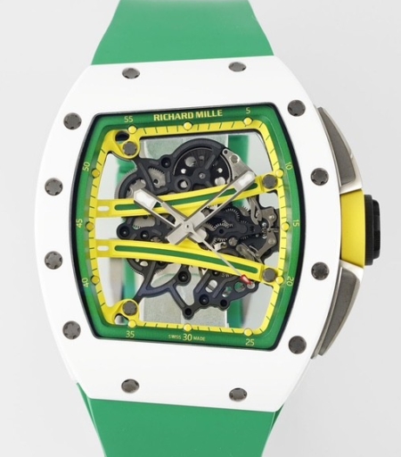 ZF Factory Fake Richard Mille RM061 White Ceramics with Green Strap: A Fusion of Luxury and Fresh Style